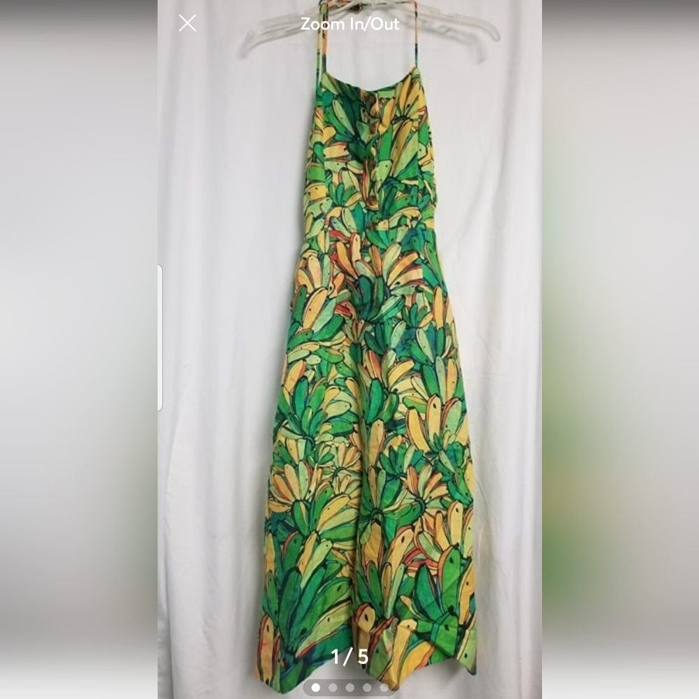Womens Green and Yellow Banana Print FARM RIO Long Dress Size M